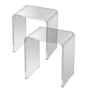 Vevor 2 Pcs Acrylic End Table Clear C Shaped For Drink Food Snack Used In Living Room Bedroom