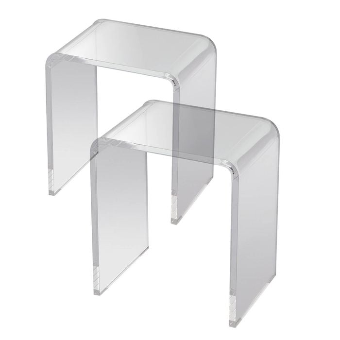Vevor 2 Pcs Acrylic End Table Clear C Shaped For Drink Food Snack Used In Living Room Bedroom
