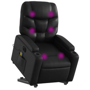 vidaXL Electric Stand up Massage Recliner Chair Armchair Black Faux Leather