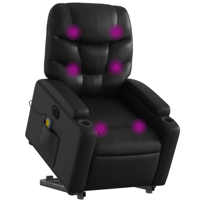vidaXL Electric Stand up Massage Recliner Chair Armchair Black Faux Leather