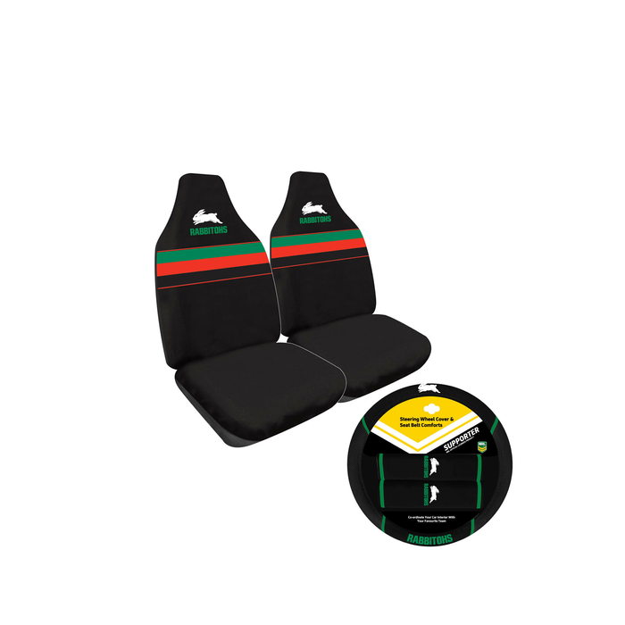 South Sydney Rabbitohs Official Nrl Seat Cover And Steering Wheel Cover Combo