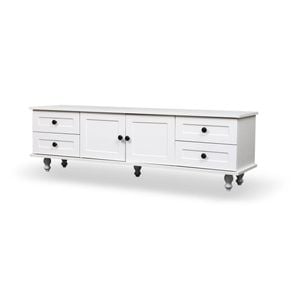 Foret Tv Stand Entertainment Unit Storage Cabinet Classic 140cm White