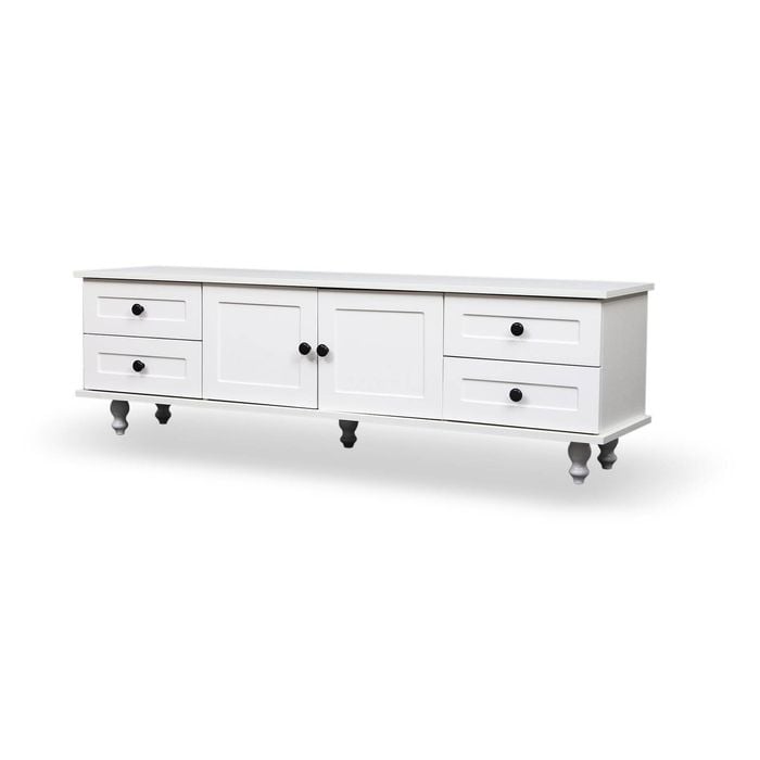 Foret Tv Stand Entertainment Unit Storage Cabinet Classic 140cm White
