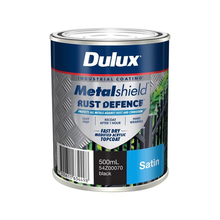 Dulux 500ml Black Satin Metalshield Rust Defence - 500ml