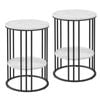 Artiss 2pcs End Table Coffee Table Round Marble Effect