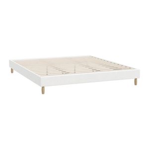 Oikiture White Boucle Bed Frame Base -King