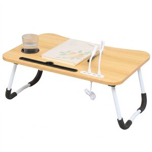 Wood Laptop Stand Table Foldable Desk Computer Study Bed Adjustable Cup Slot Tray/linght and Fan