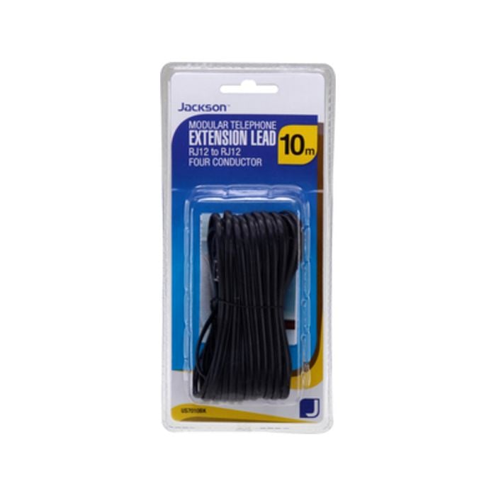 Jackson 10m RJ12 Black Telephone Lead