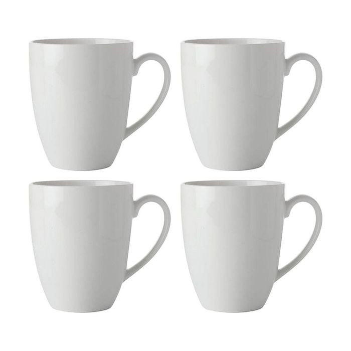 4pk Maxwell & Williams 390cml White Basics Durable Porcelain Coupe Mug - White