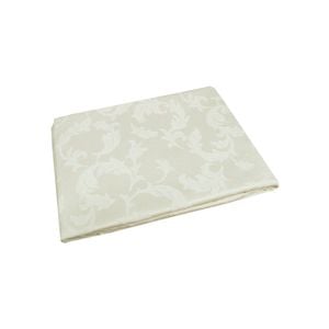 Damask Jacquard Polyester Tablecloth 180cm Round Small Leaf Cream