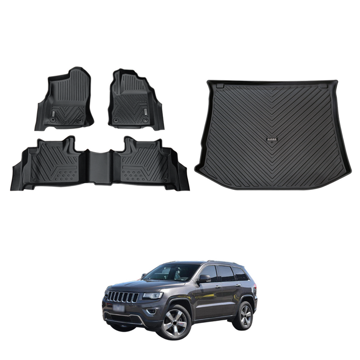 AUSGO Floor Mats & Boot Liner Set for Jeep Grand Cherokee WK Series 2010-2021 Car Floor Liners Cargo Mat