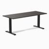 Desky Fixed Height Burnished Wood Melamine Desk 180x75cm Matte Black Leg