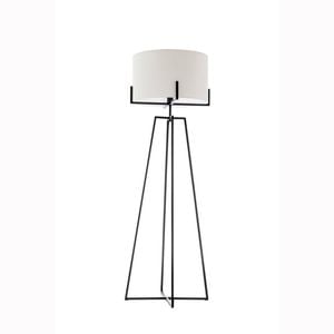 Modern Dimmable Floor Lamp w/ Linen Shade Designer Bedroom Lighting Matte Black