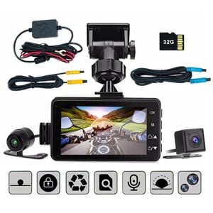 3inch LCD HD Dual Camera Motorcycle DVR Video Driving Recorder With 32G Card
