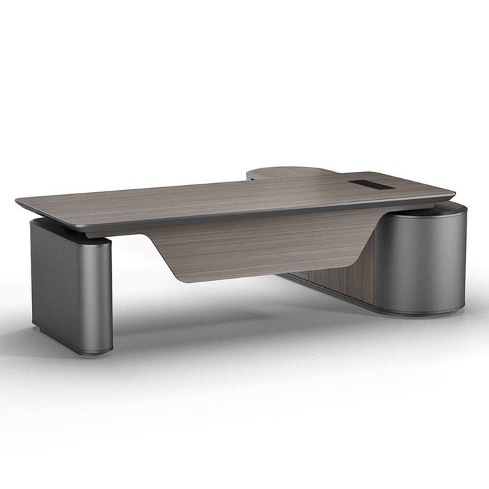Modern Furniture LUCA 240cm Sit & Stand Executive Desk - Hazelnut & Grey