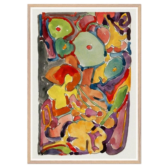 Galrie Vibrant Colorful Abstract Watercolor Art Print for Stunning Wall Decor, Wood Frame, A1 60 x 84cm (23 x 33inch)