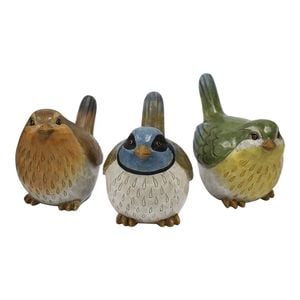 LVD 3pc Resin 16cm Coloured Bird Home Decorative Figurine Set