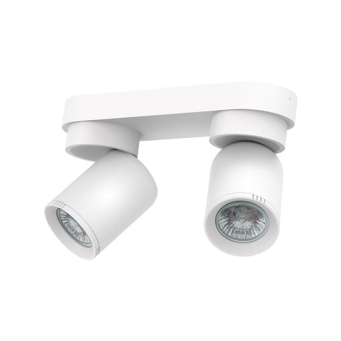 Click 2 Head Adjustable GU10 Spotlight - Matte White Finish