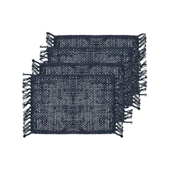 4pk J.elliot Home Rowan 33x48cm Jute Placemat - Navy