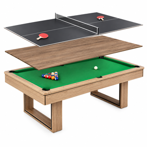 TOPONE Ludo 3-IN-1 Pool Table | Billiard, Table Tennis & Dining Combo 7FT/8FT - Green, 7FT TABLE