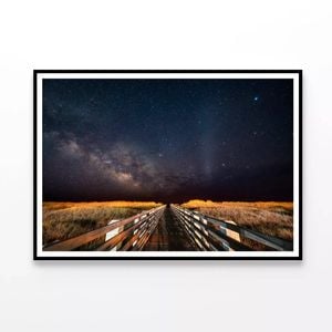 Wooden Bridge, Meadow under Sky   Print 100% Australian Made 90x60cm  (Poster)
