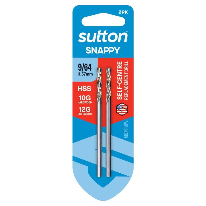  Sutton 9/64" Snappy Self-Centre Replacement Drill - 2 Pack
