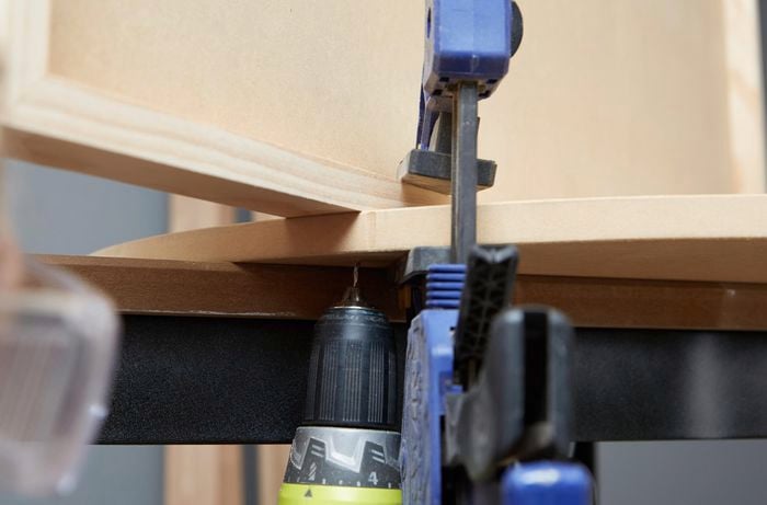 Pieces of timber clamped together