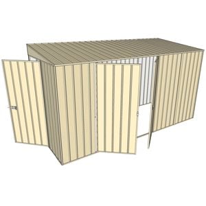 Build-a-Shed 1.5 x 3.7 x 2.0m Skillion Double Hinged Side Doors Shed - Cream