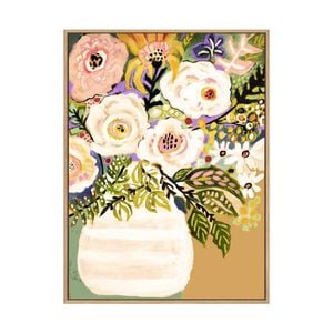 Artey | Summer Flowers in a Vase II - Framed Canvas - Natural Frame - 45 x 60cm