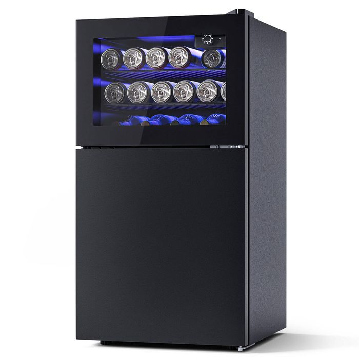 YOPOWER 80L Fridge with Freezer, Compact Refrigerator Drink Chiller for Home Kitchen