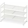 3 Tier Stackable Metal Panel Shoes Rack White