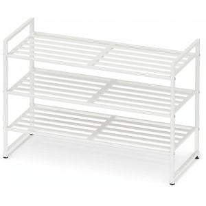 3 Tier Stackable Metal Panel Shoes Rack White