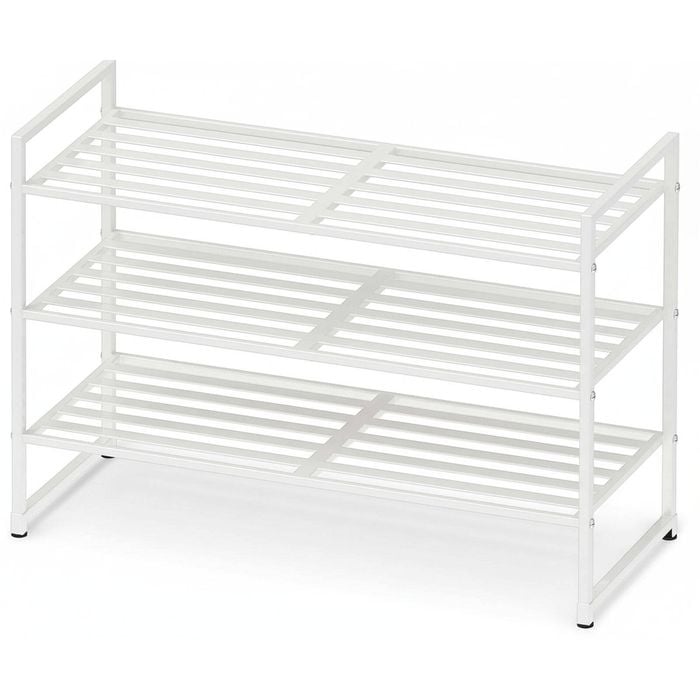 3 Tier Stackable Metal Panel Shoes Rack White