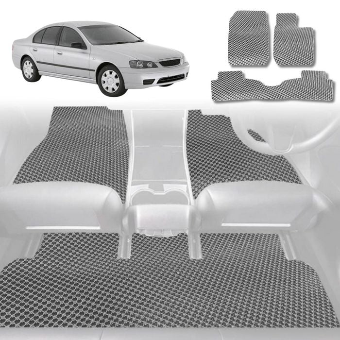 6D Diamond Car Floor Mats for Ford Falcon 2002-2008 BA BF-Full Set-Grey-Outback GT