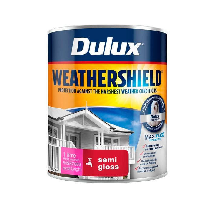 Dulux 1L Extra Bright Weathershield Semi Gloss Exterior Paint