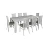 Foxglove 9pc Dining Set 225cm Table 8 PU Seat Chair Solid Mt Ash Wood - White