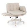 Artiss Criss Cross Legged Office Chair PU with Wheels & Adjustable Armrests Beige