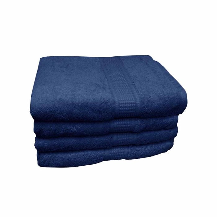 500gsm Set Of 4 Combed Cotton Bath Towels Navy 70 X 140 Cm
