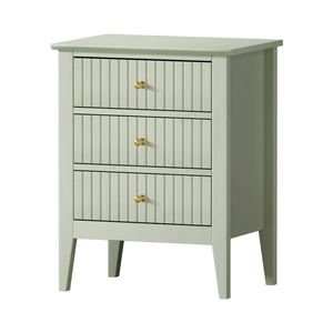 Oikiture Bedside Table 3 Drawers Nightstand Green