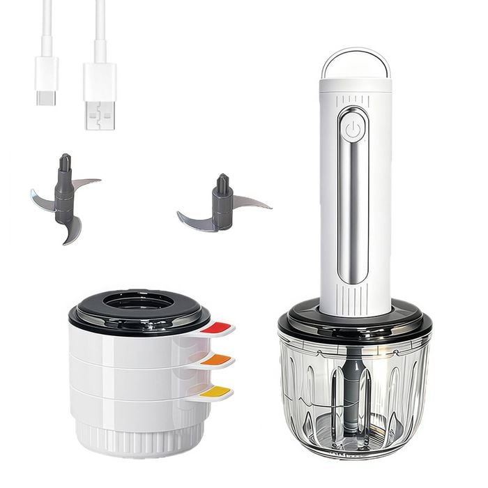 Catzon Glass Food Processor Small Wireless Electric Meat Grinder With 2 Blades 4 Bowls