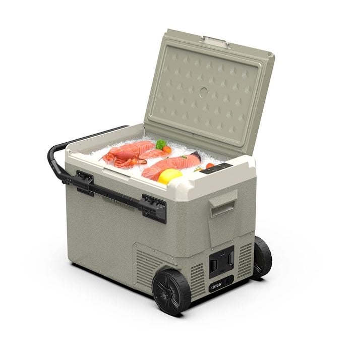Eisberge 45l Olive Grey Camping Fridge Freezer With Wheels