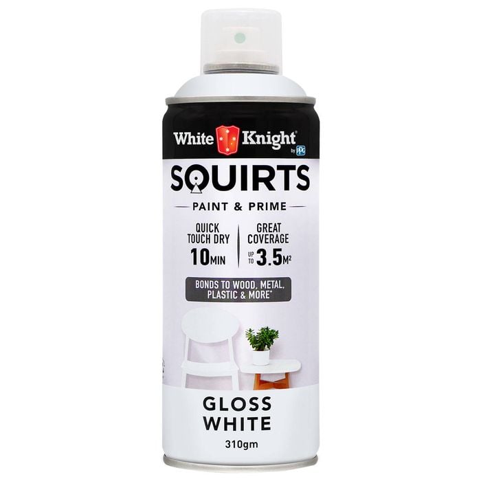 White Knight 310g White Gloss Squirts Spray Paint - White Gloss