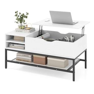 Costway Lift Top Coffee Table Center Table Side Storage Shelves White