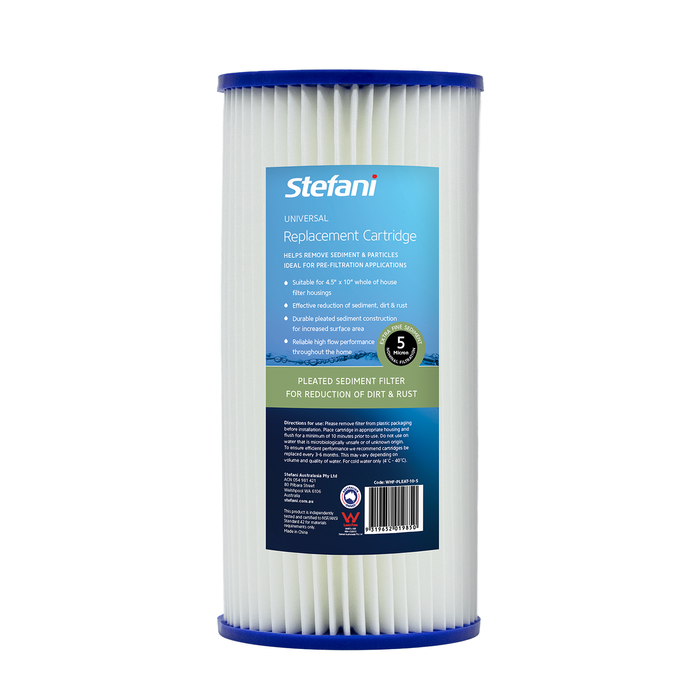 Stefani 5 Micron 4.5 x 10" Pleated Sediment Whole Of House Replacement Water Filter Cartridge