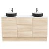 CIBO 1500mm Coast Veneer Nordic Full Height Bathroom Vanity With Black And White Basins