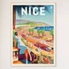 Galrie Charming Vintage Travel Poster of Nice French Riviera Art Print Home Décor, Wood Frame, A0 84 x 119cm (33 x 47inch)