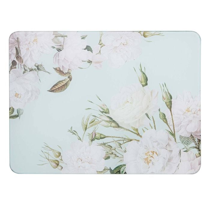 Ashdene Elegant Rose 30x40cm Glass Surface Protector Rectangle - Mint