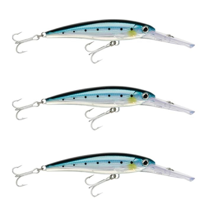 3x Rapala 12cm X Rap Magnum 15 Deep Diving Trolling Lures - Blue Sardine