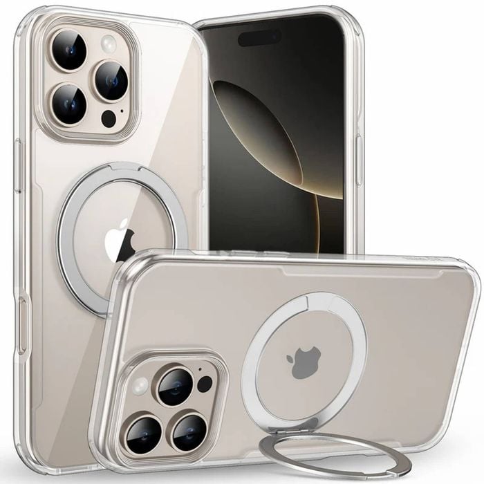 Tough On iPhone 16 Pro Max Case 360° Rotate Stand With MagSafe Clear