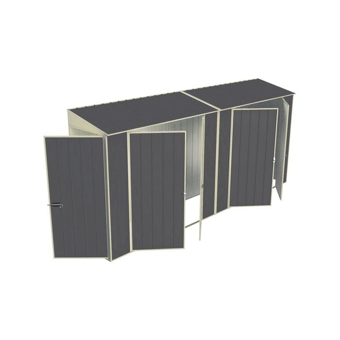Build-a-Shed 0.8 x 4.5 x 2.0m Tunnel Shed Tunnel Hinged Door Plus Double Hinged Side Door - Grey